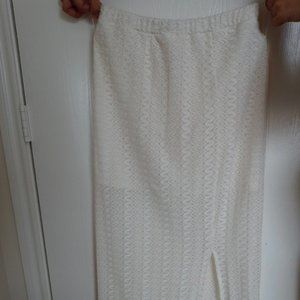 White Lace Slit Midi Skirt (S) (Bobbie Brooks)